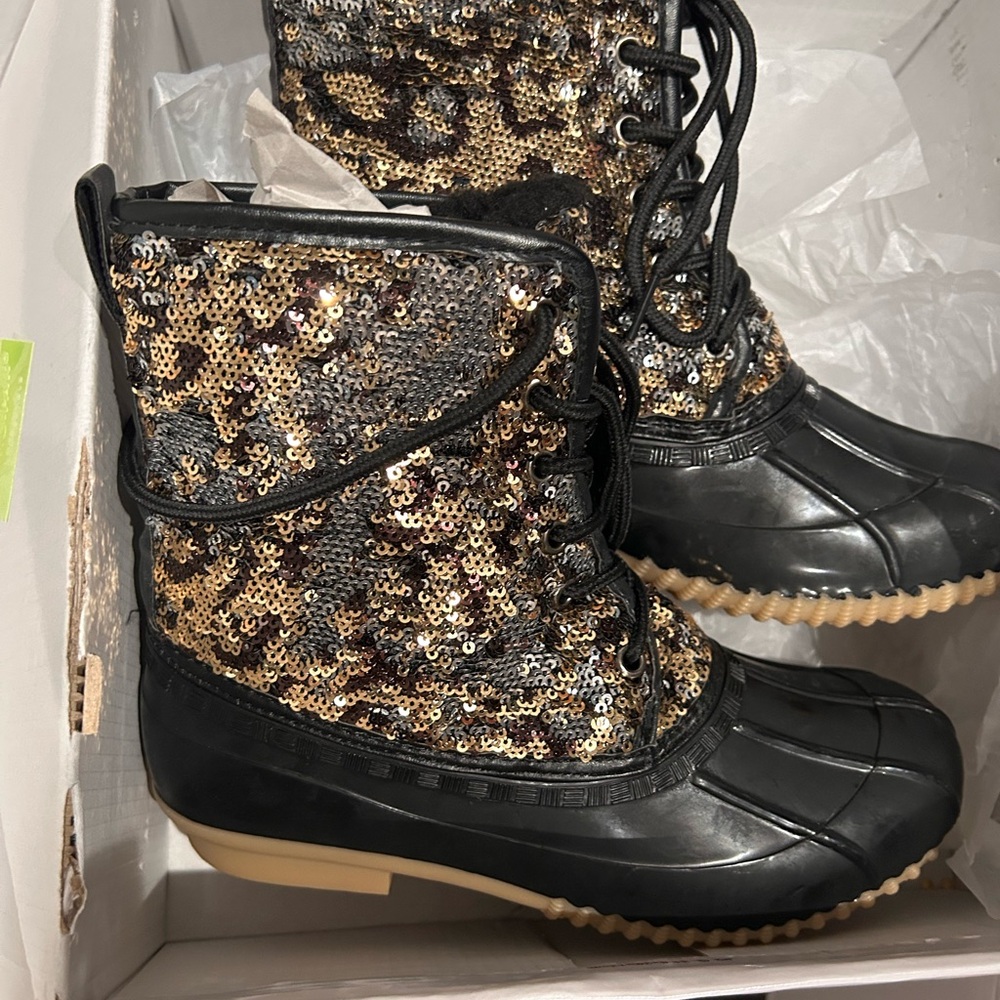 Sequin Lace-Up Women's Boots